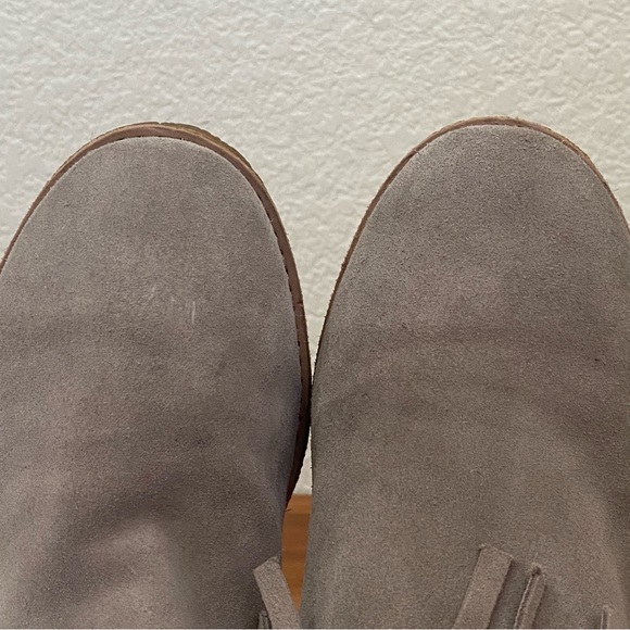 KATE SPADE Gray Taupe Suede Leather Fringe Tassel Side Zip Booties Size 7.5M - Picture 16 of 16